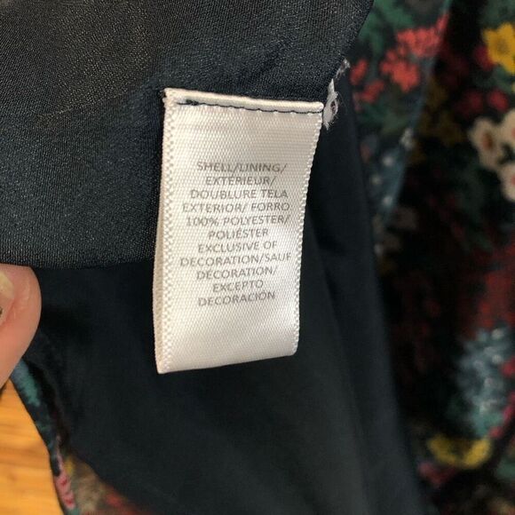 Anne Taylor Loft Petite Small (SP) Tunic Dress Floral Charcoal Grey - Picture 2 of 5